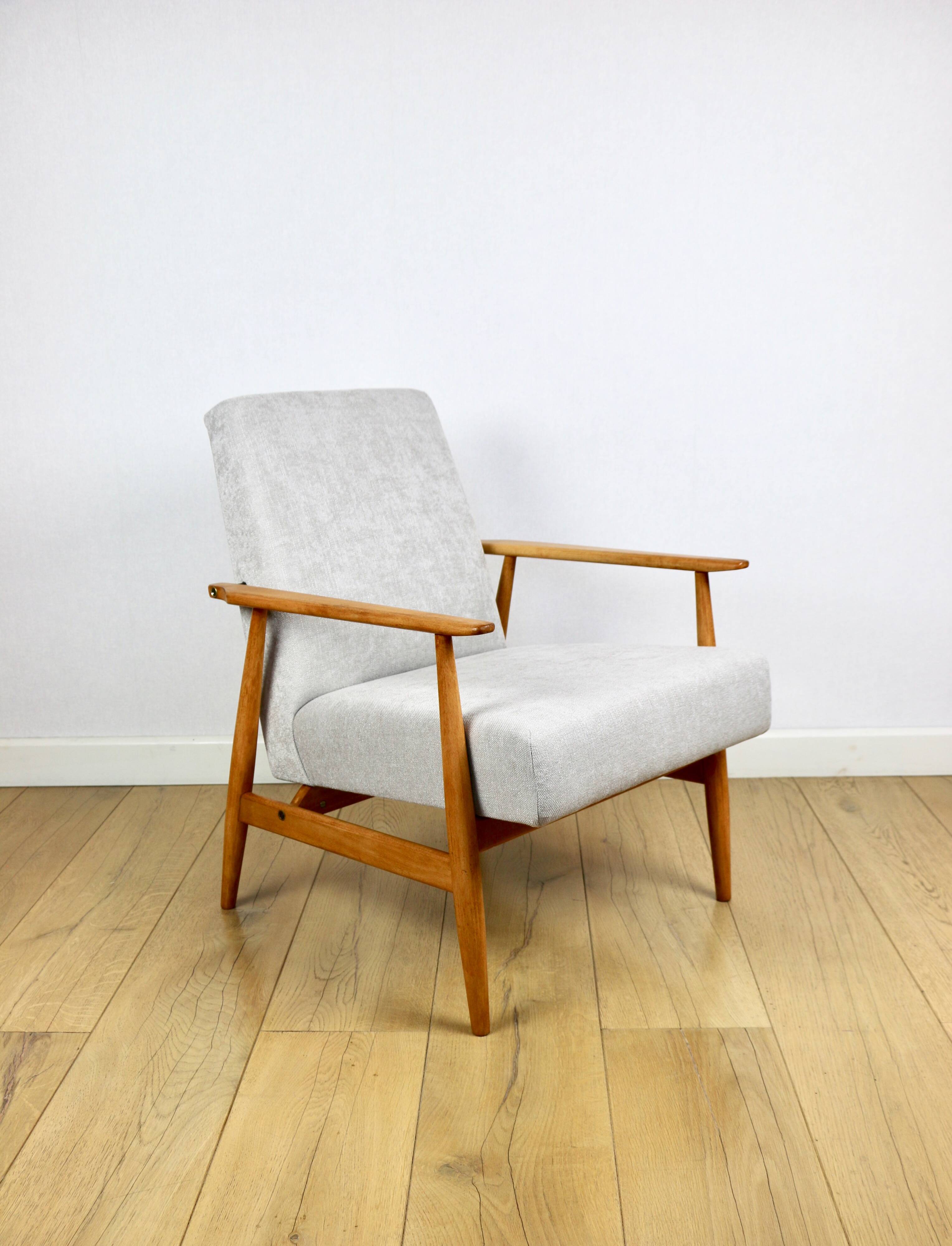 Armchair 'Lis', 1970s, beige light wood, design by Henryk Lis
