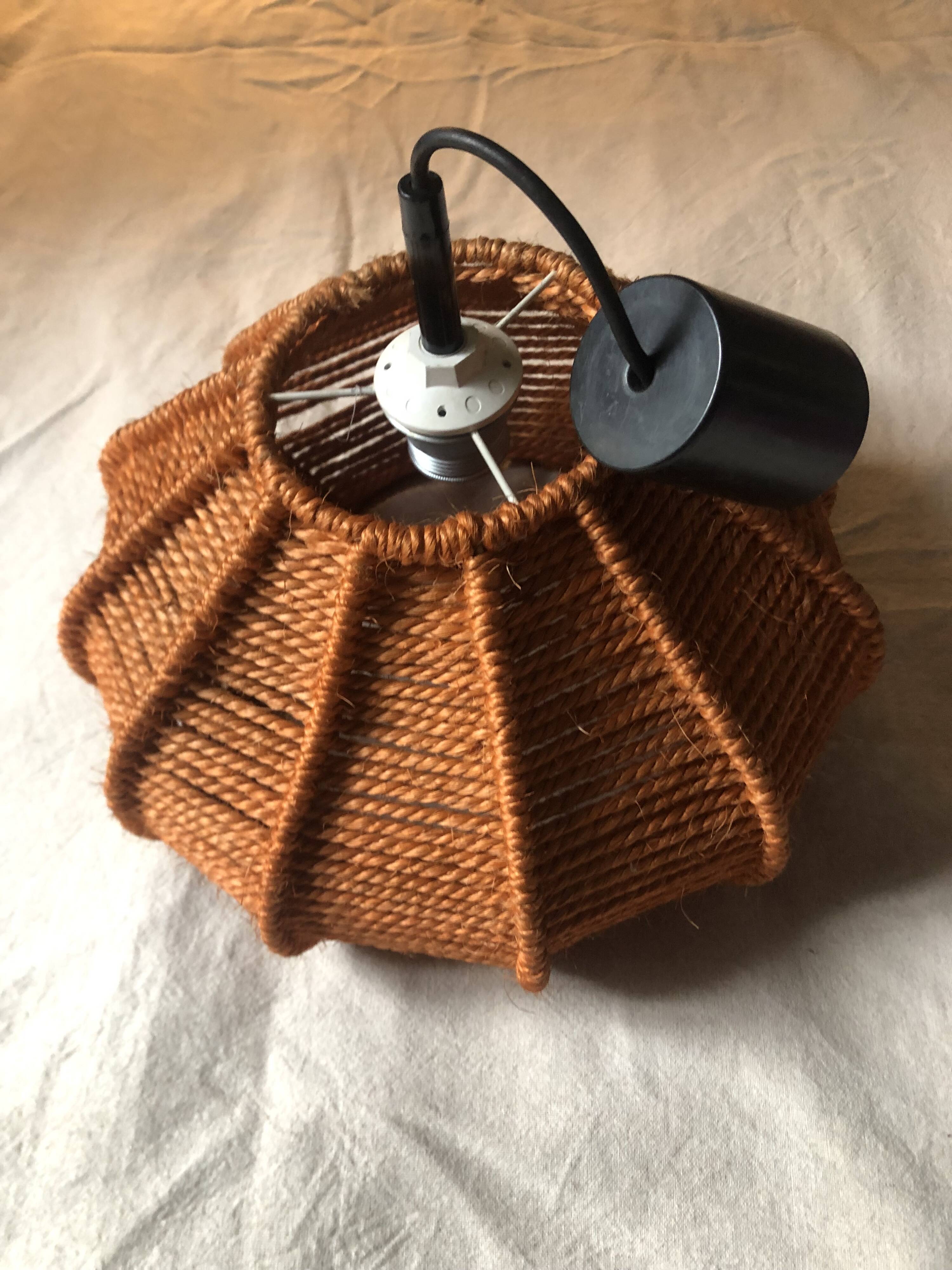 Vintage orange rope pendant light from the 70s