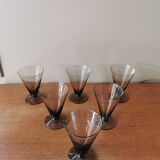 Lot de 6 verres art déco verre fumé