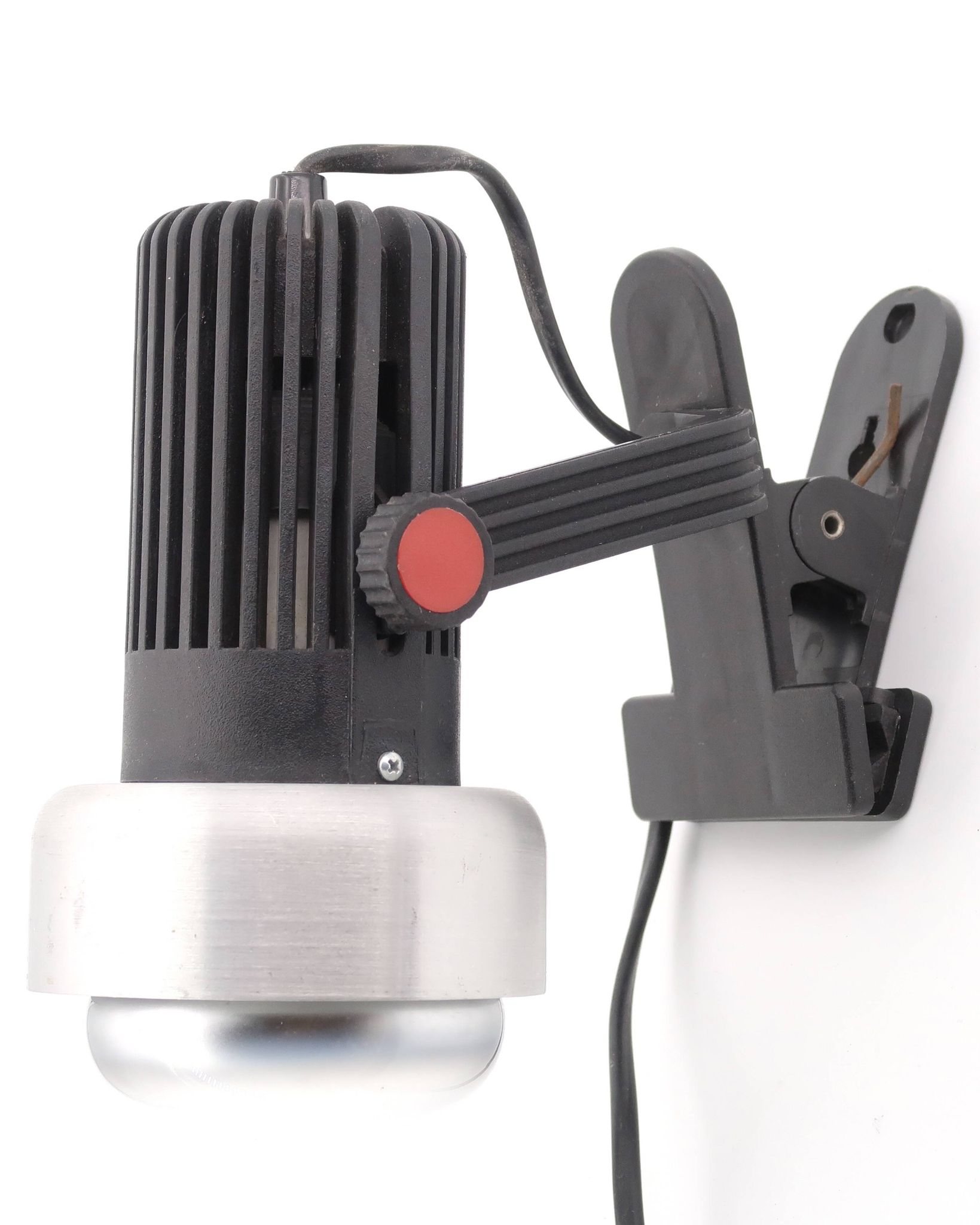 Clip lamp or wall lamp in aluminum and black plastic, 1980s