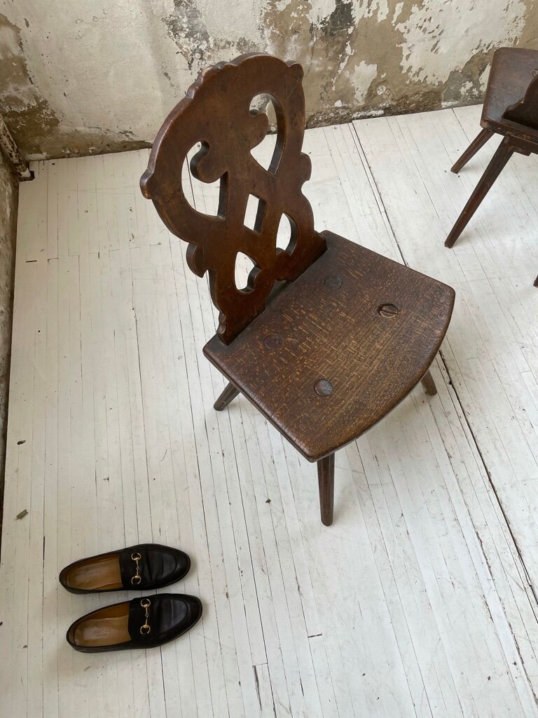 Pair of brutalist Alsatian mountain chairs 19th