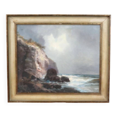 Paysage maritime avec falaises, huile sur toile, Italie, 20e siècle