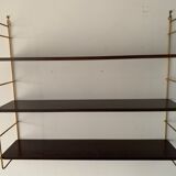 String wall shelf in wood and brass, 1960