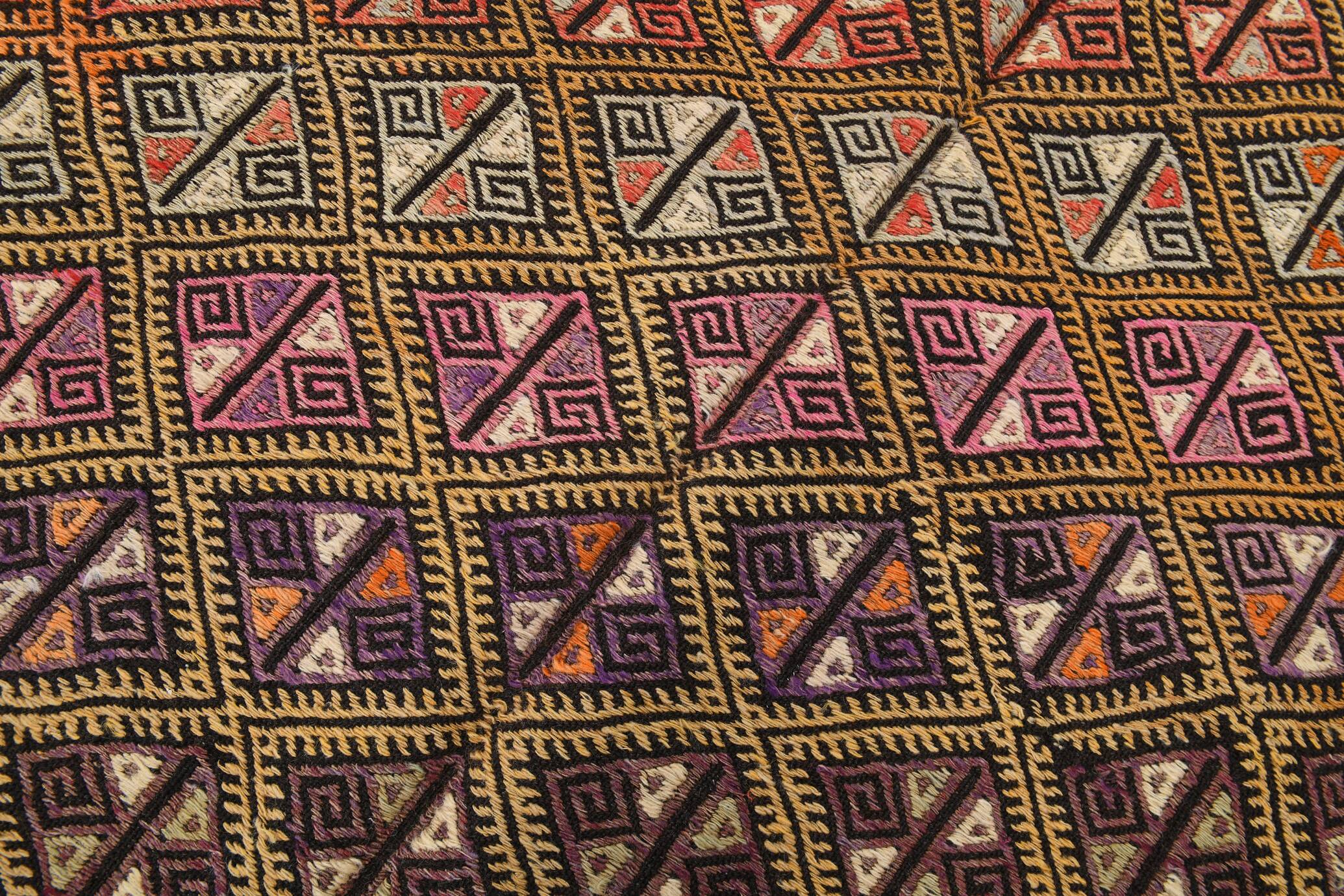 5x7 Multicolor Geometric Style Kilim Rug, Turkish Kilim, 158x218Cm