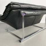 Postmodern leather and chrome sofa, c.1970