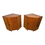 Mid-Century Retro Vintage Teak Pair of Corner Cabinets – 1960s Danish Desig