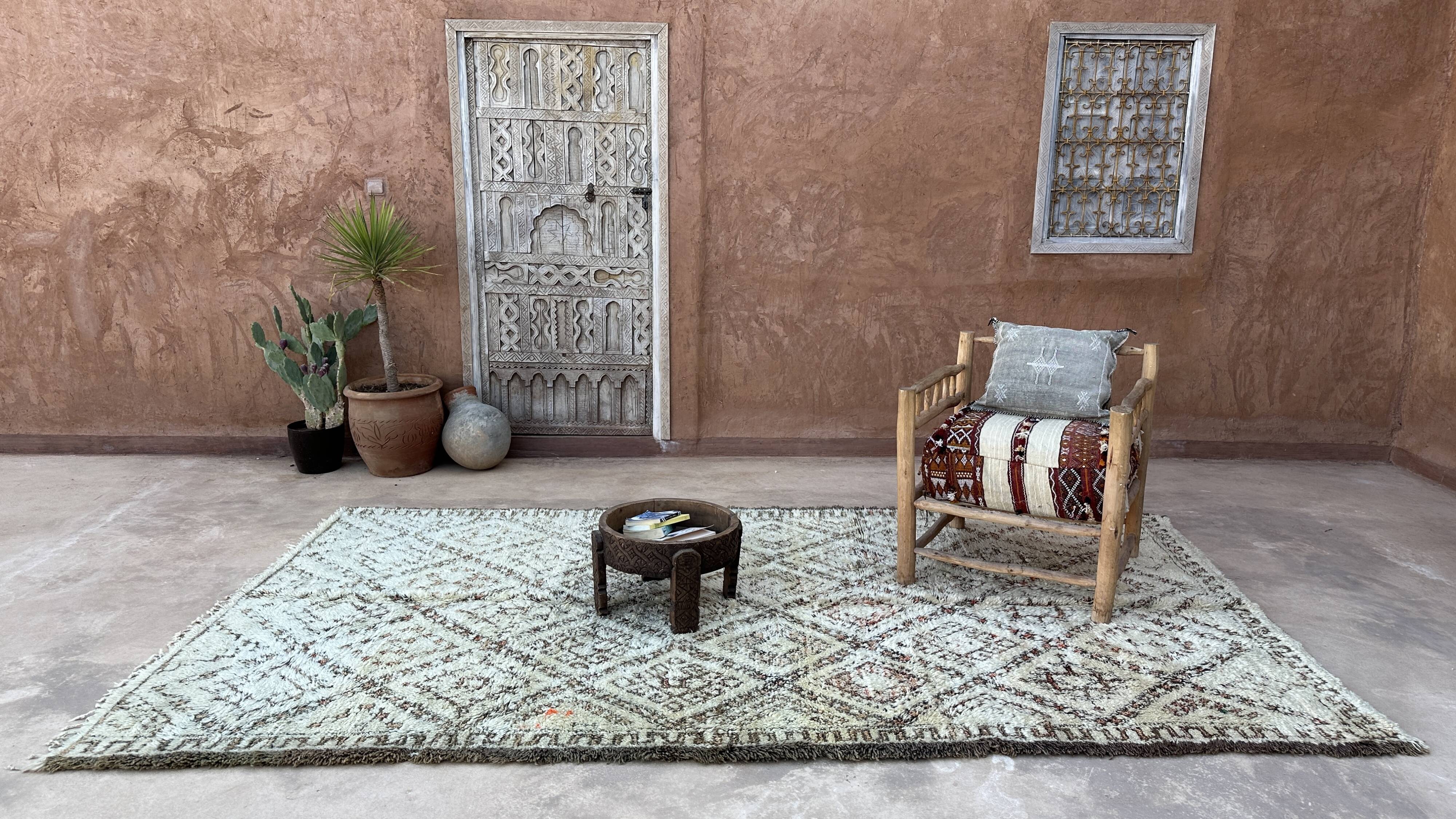 White Marmoucha Moroccan rug - 188 x 336 cm