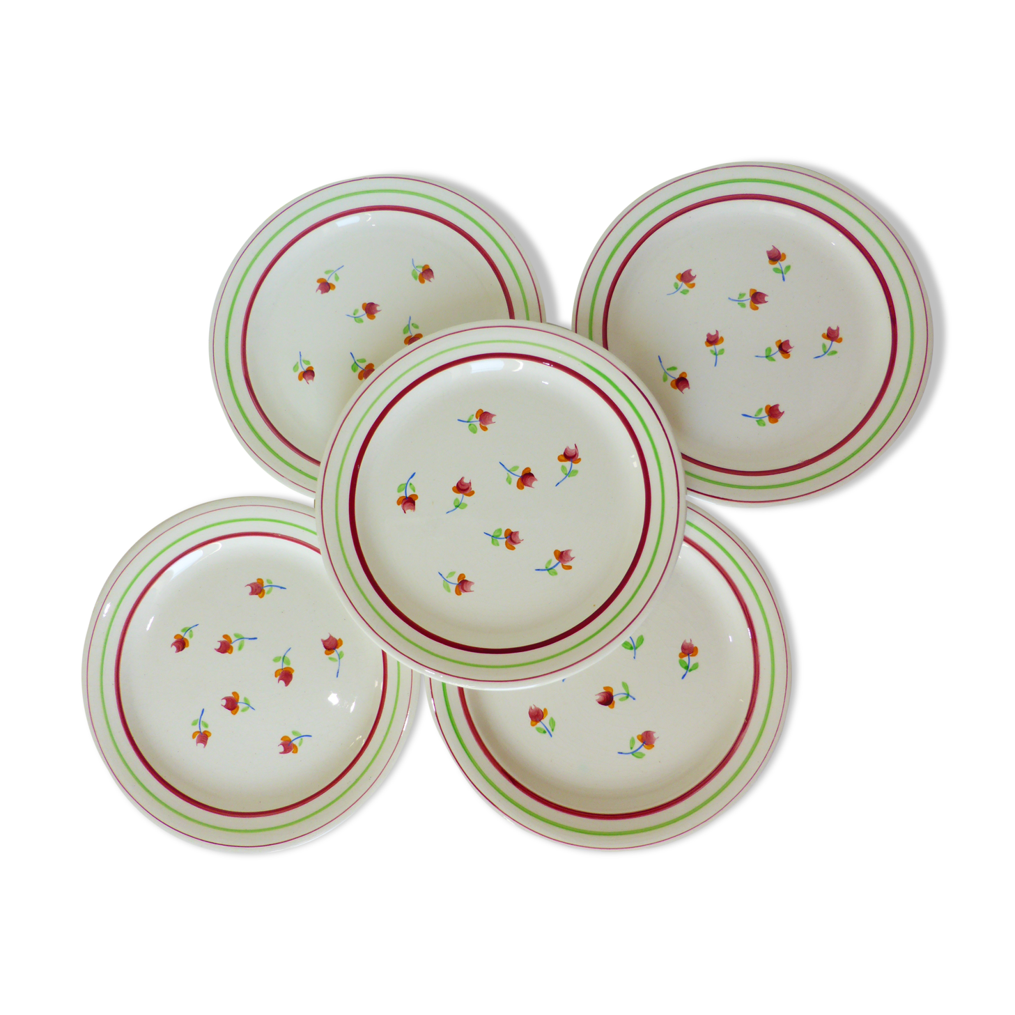 5 flat plates of Gien model Marie Laure 220536