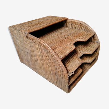 Office display sorting documents mail wicker rattan basketry