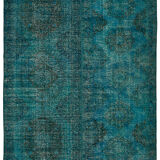Handmade oriental unique 1980s 297 cm x 390 cm turquoise wool carpet
