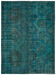 Handmade oriental unique 1980s 297 cm x 390 cm turquoise wool carpet