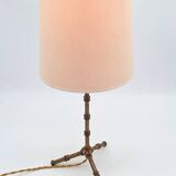 Faux bamboo table lamp in gilded bronze in the style of Maison Baguès