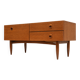 Teak sideboard with flap, 2 drawers and conical legs.