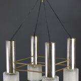 1960s chrome and glass chandelier