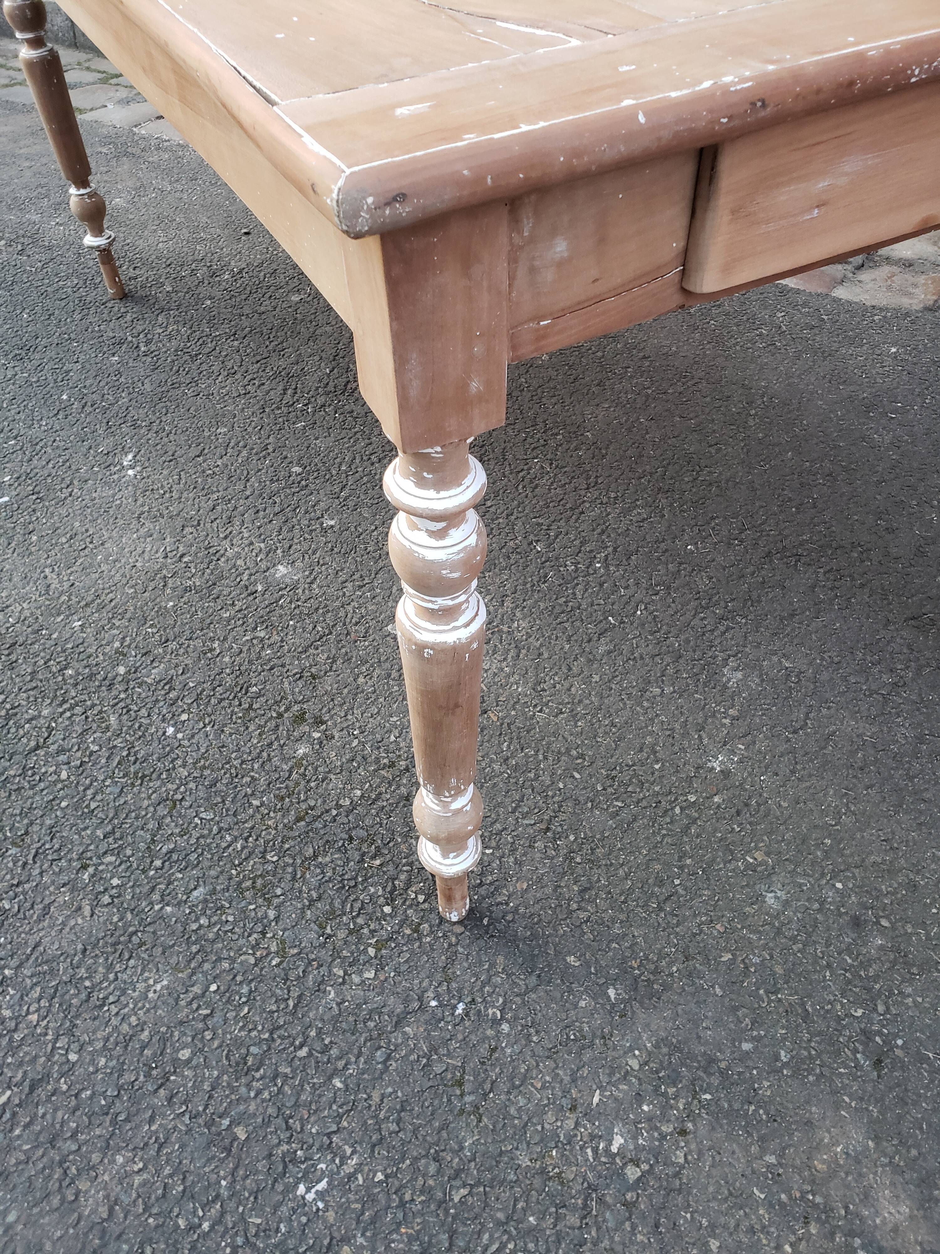 Old patina farm table turned feet