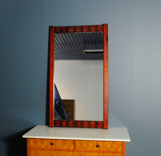 Mahogany mirror - scandinavia, 1960s