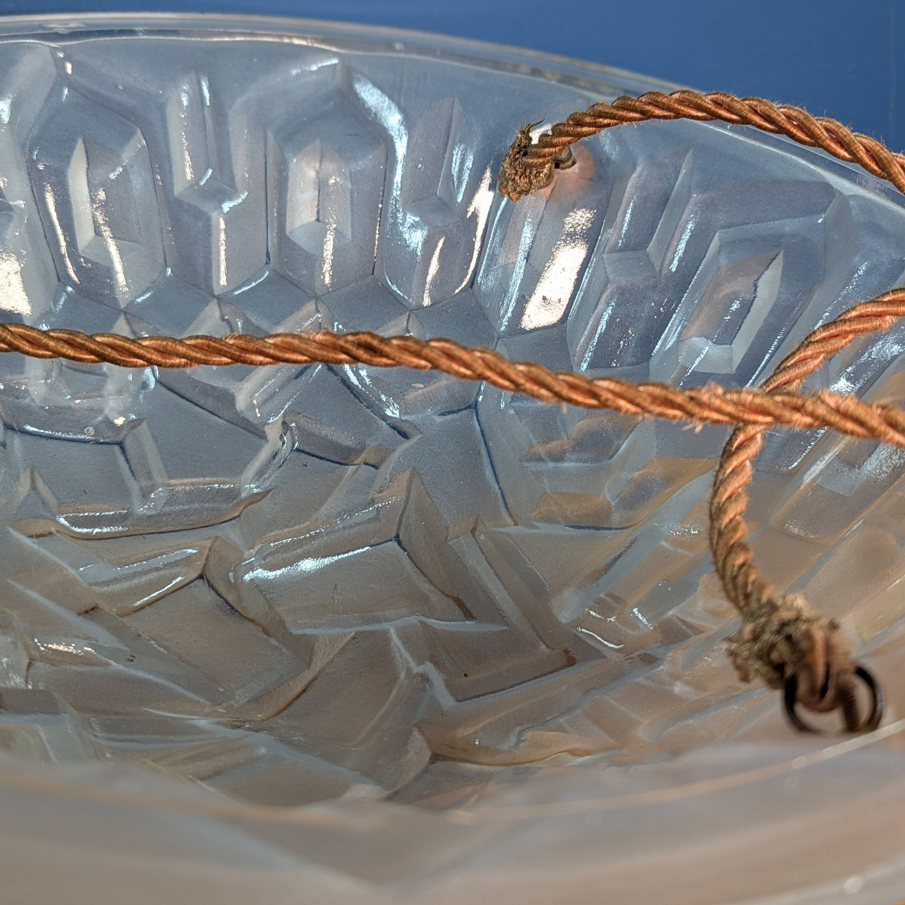Old Degué Compiegne Chandelier Art Deco suspension white glass paste Numbered