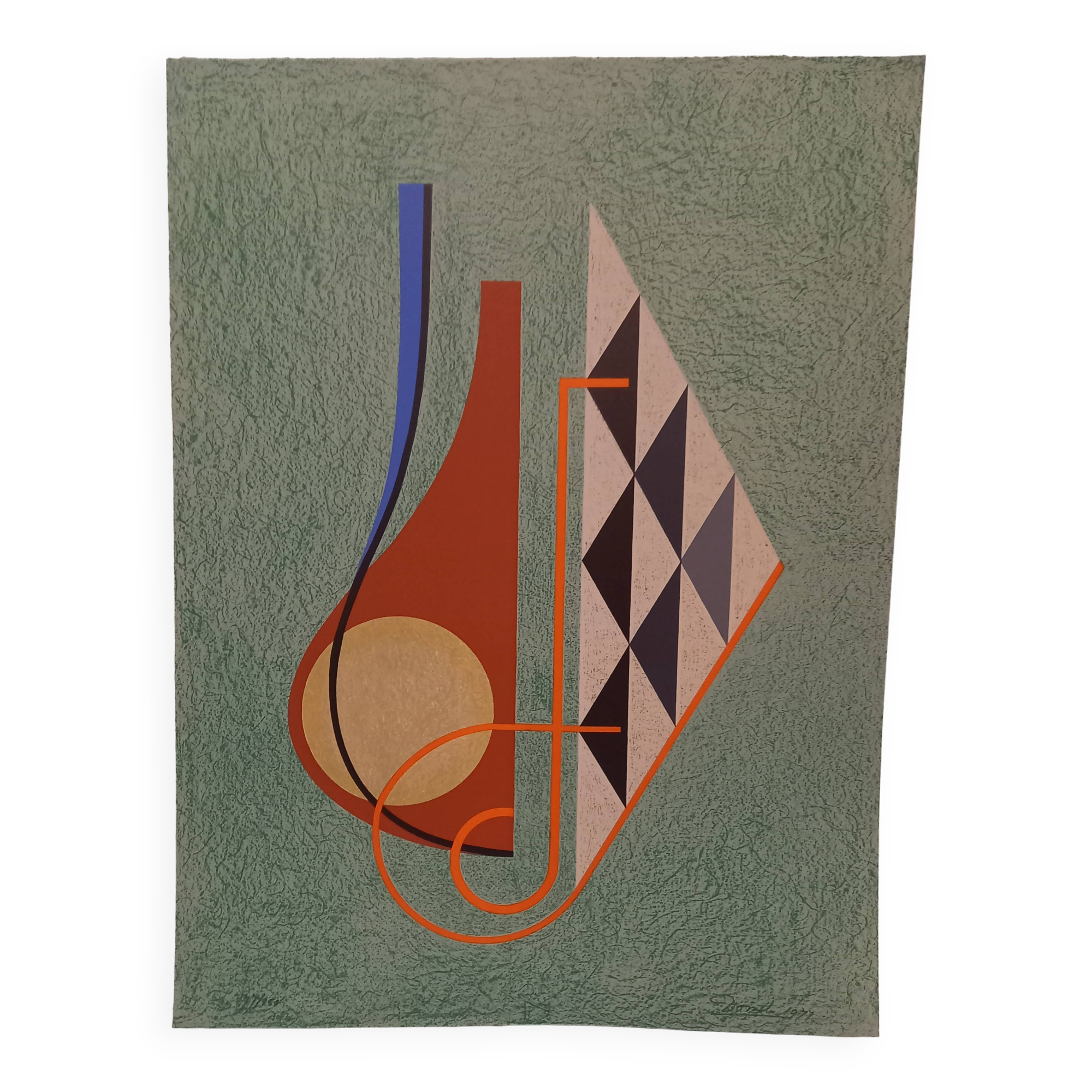 Lithograph by César Doméla (1900-1992), Composition, 1977, Abstract Art