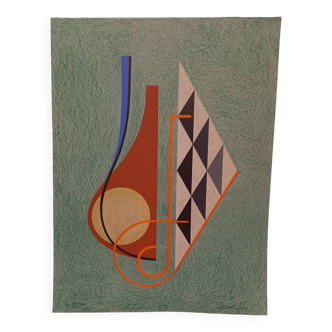 Lithographie de César Doméla (1900-1992), Composition, 1977, Art abstrait