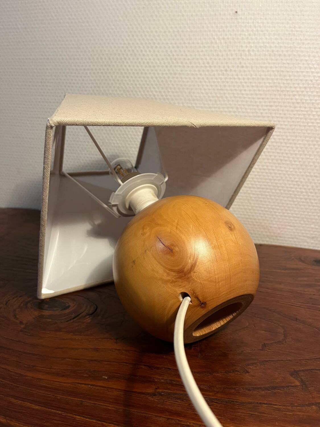 Solid wood ball table lamp with lampshade