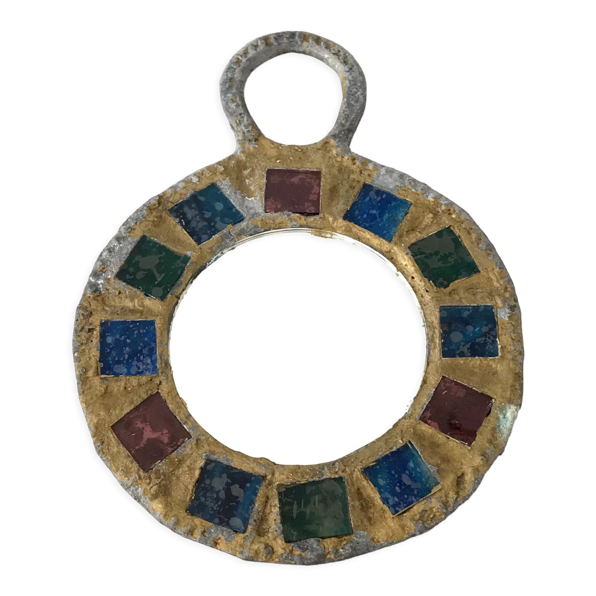 Vintage lead and talosel mirror by Iréna Jaworska 70s