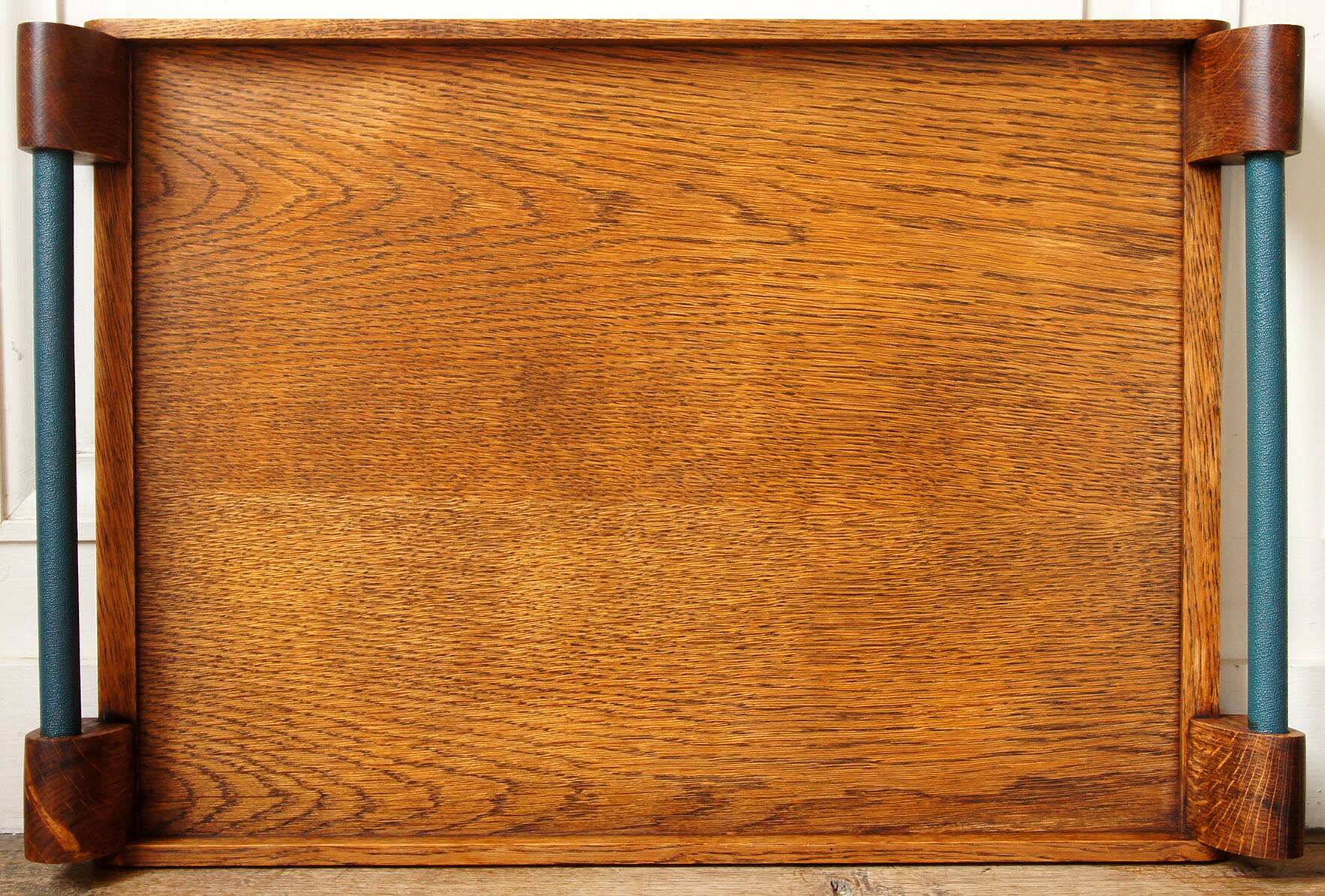 Oak & skai tray, circa 1940