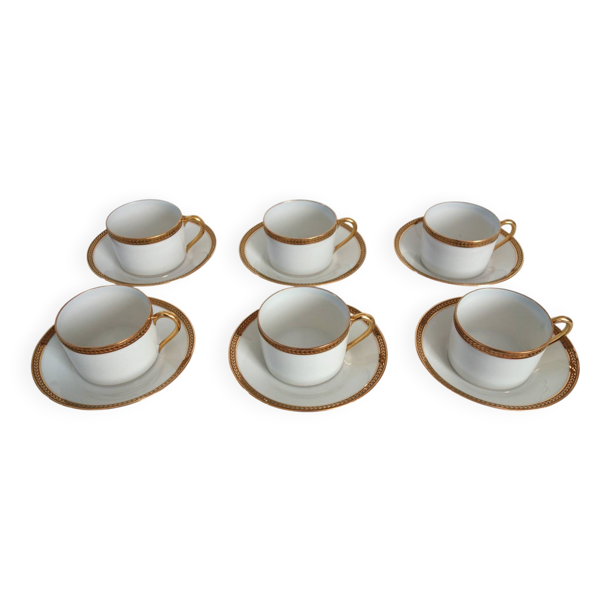 6 cups and saucers Limoges Robert Haviland, mid-20th century