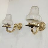 Brass and glass "art deco" wall light 1940
