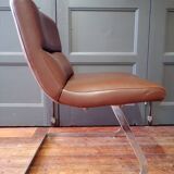 Designer leather and chrome chair 1970
