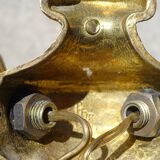 Bronze wall sconces, silk shades, pair