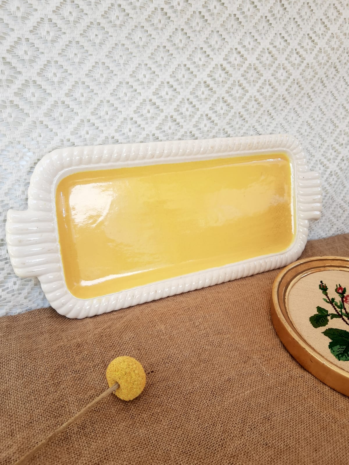 Longwy France Yellow Dessert Service