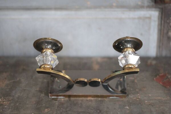 applique murale art déco, applique laiton et cristal de sèvres, luminaire