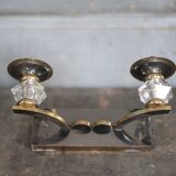 Art Deco wall sconce, brass and Sèvres crystal, light fixture.