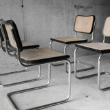 Set of 4 black cesca B32 chairs by Marcel Breuer