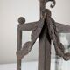 Wrought iron lantern with glass panels, leaf motifs