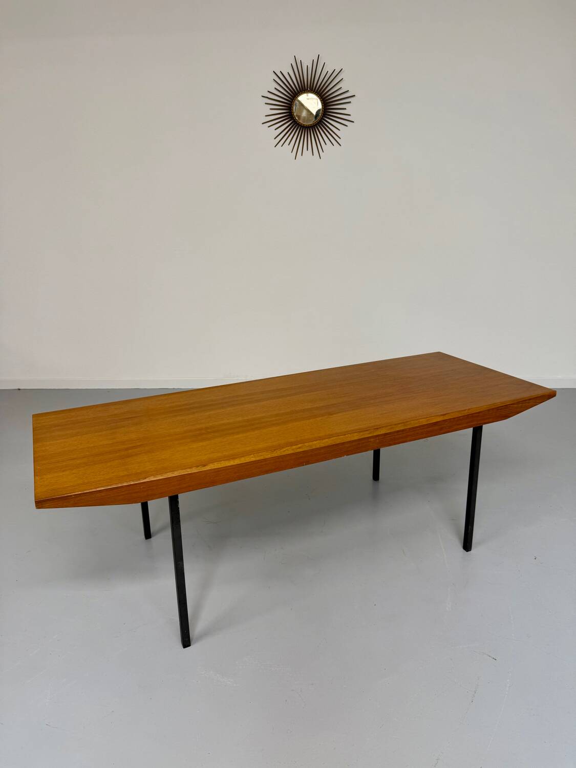 Antique Wilhelm Renz designer wooden coffee table, vintage Scandinavian style, 1960s