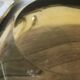 Large amber and green glass cup