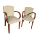 Pair of bridge armchairs from the 50s off-white velvet
