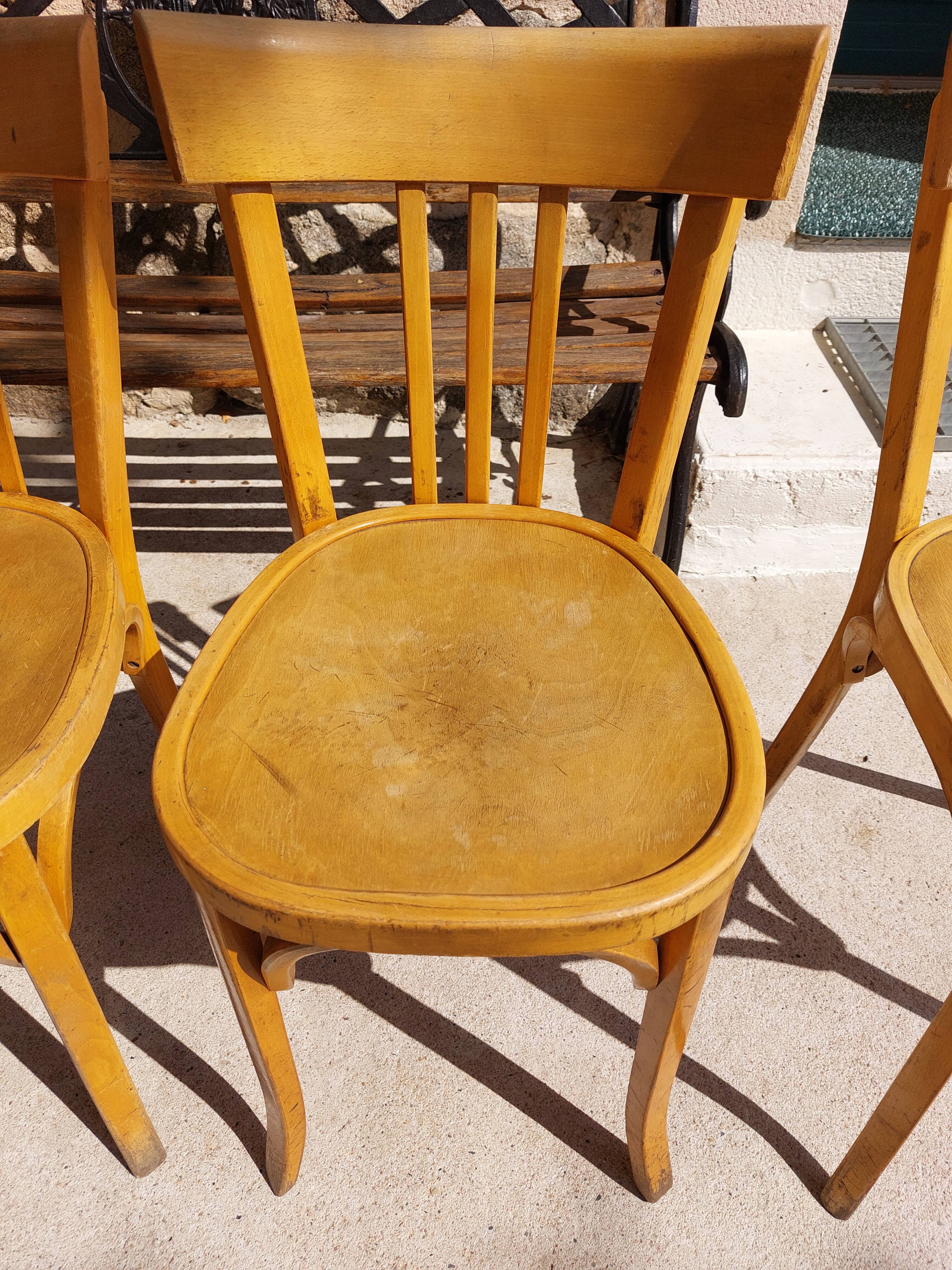 4 Baumann bistro chairs, different shades, vintage