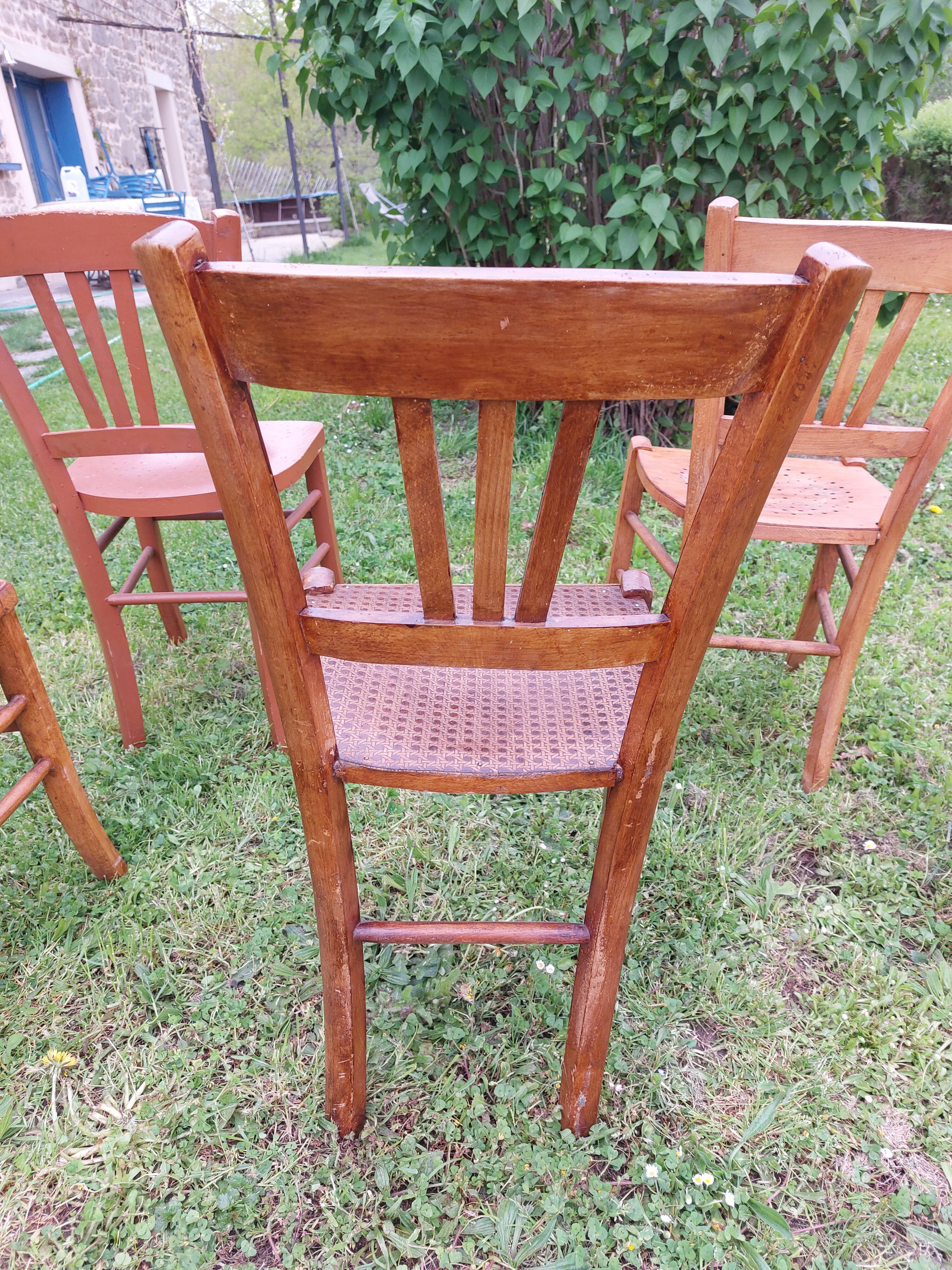 5 wooden bistro chairs