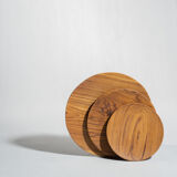 Set of 4 flat monoxyl teak trays