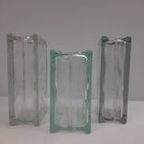 3 vintage glass brick vases