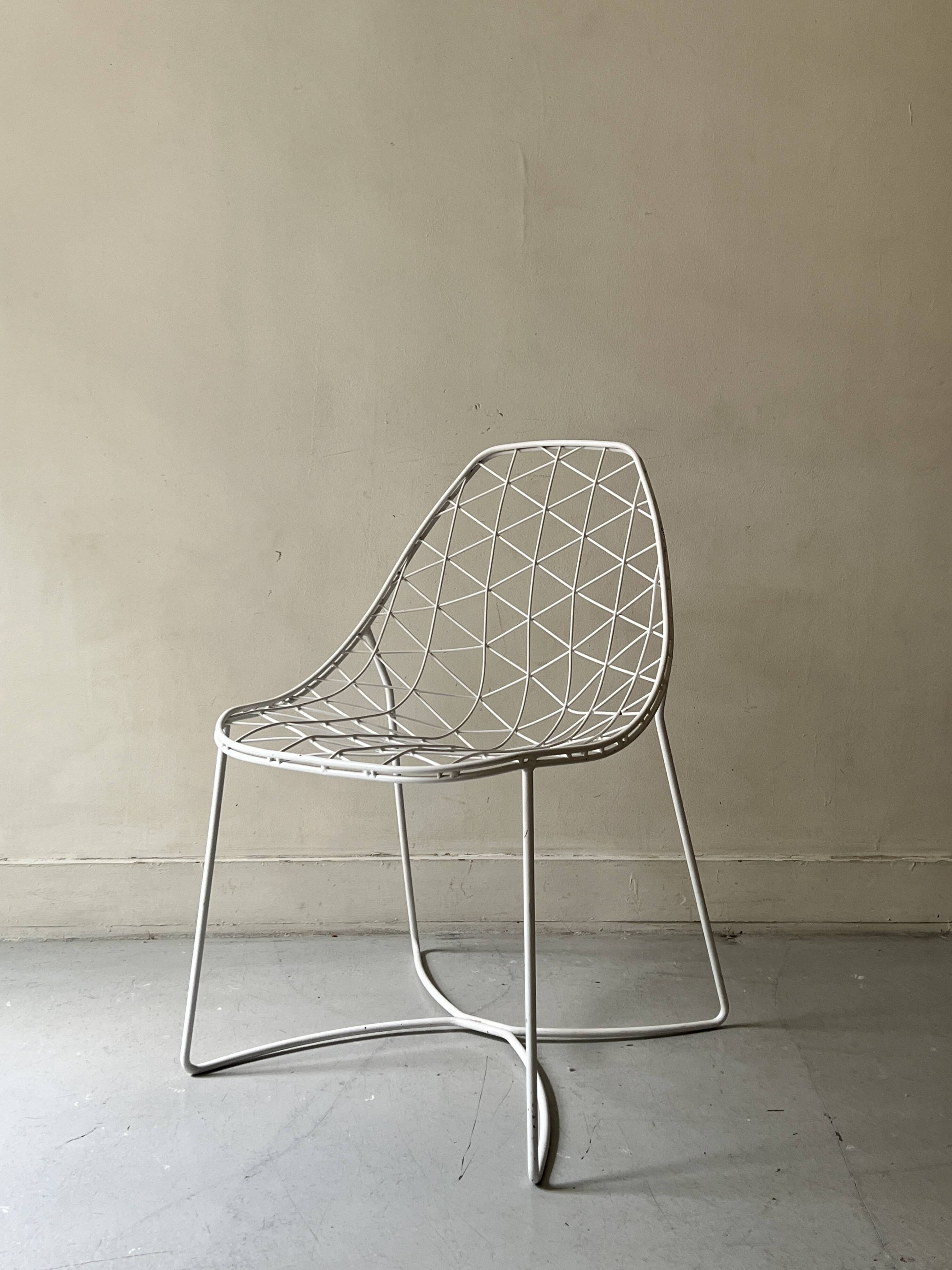 White metal bikini mesh design chair