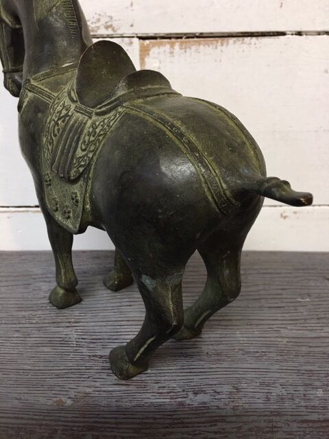 Sculpture horse bronze green patina