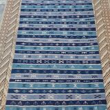 Blue carpet with Berber patterns handmade in pure wool