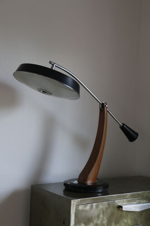 Fase black desk lamp from the 50s with reflector