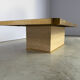 Vintage travertine and brass coffee table, 1970s
