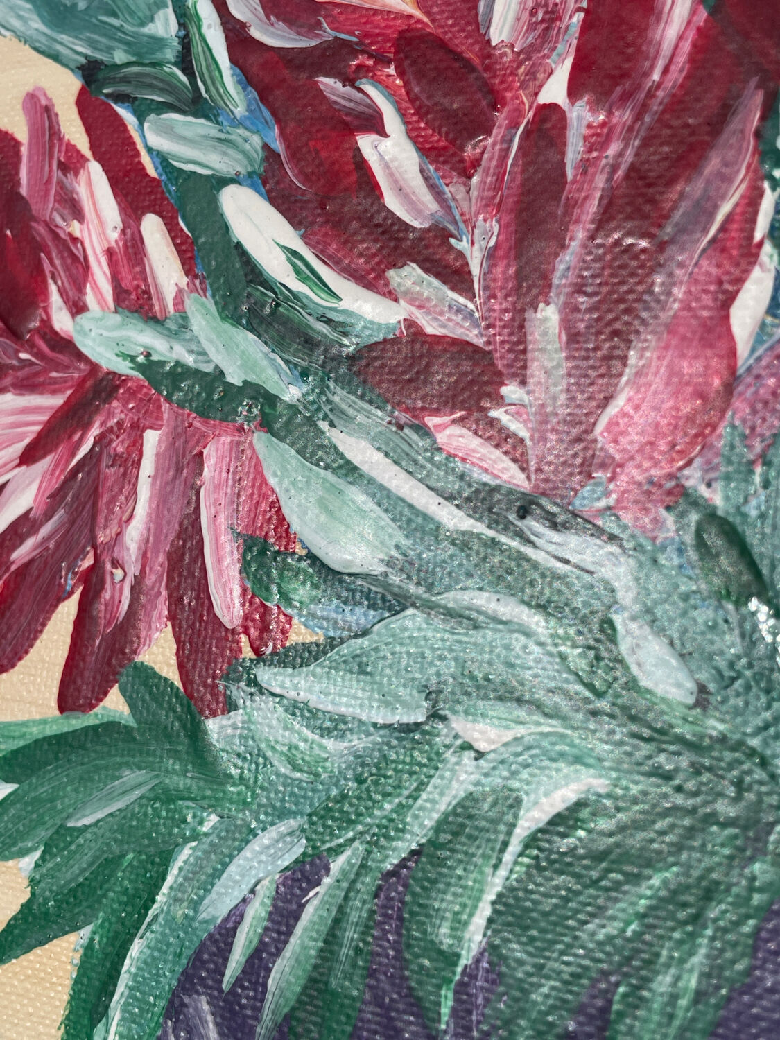 Still life bouquet of flowers painting on canvas signed Morent