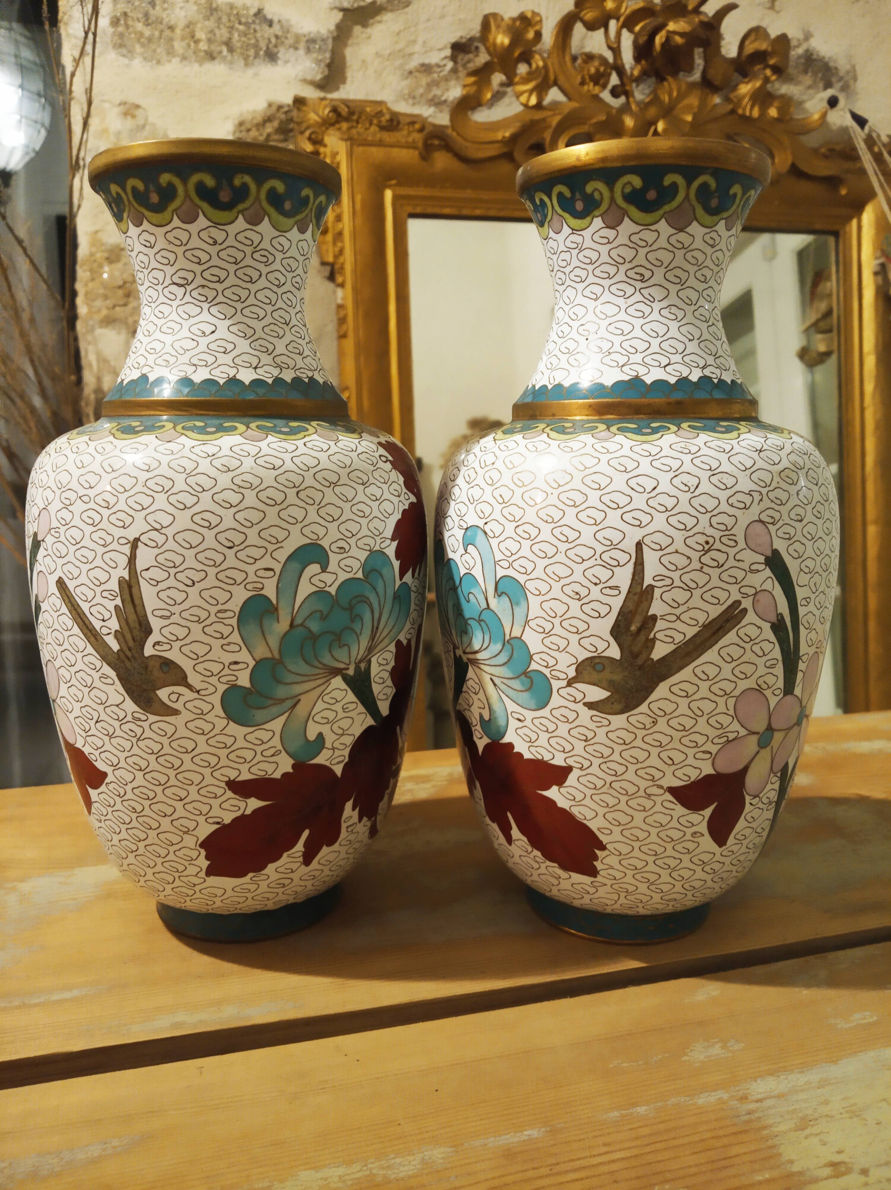 Pair of cloisonné vases