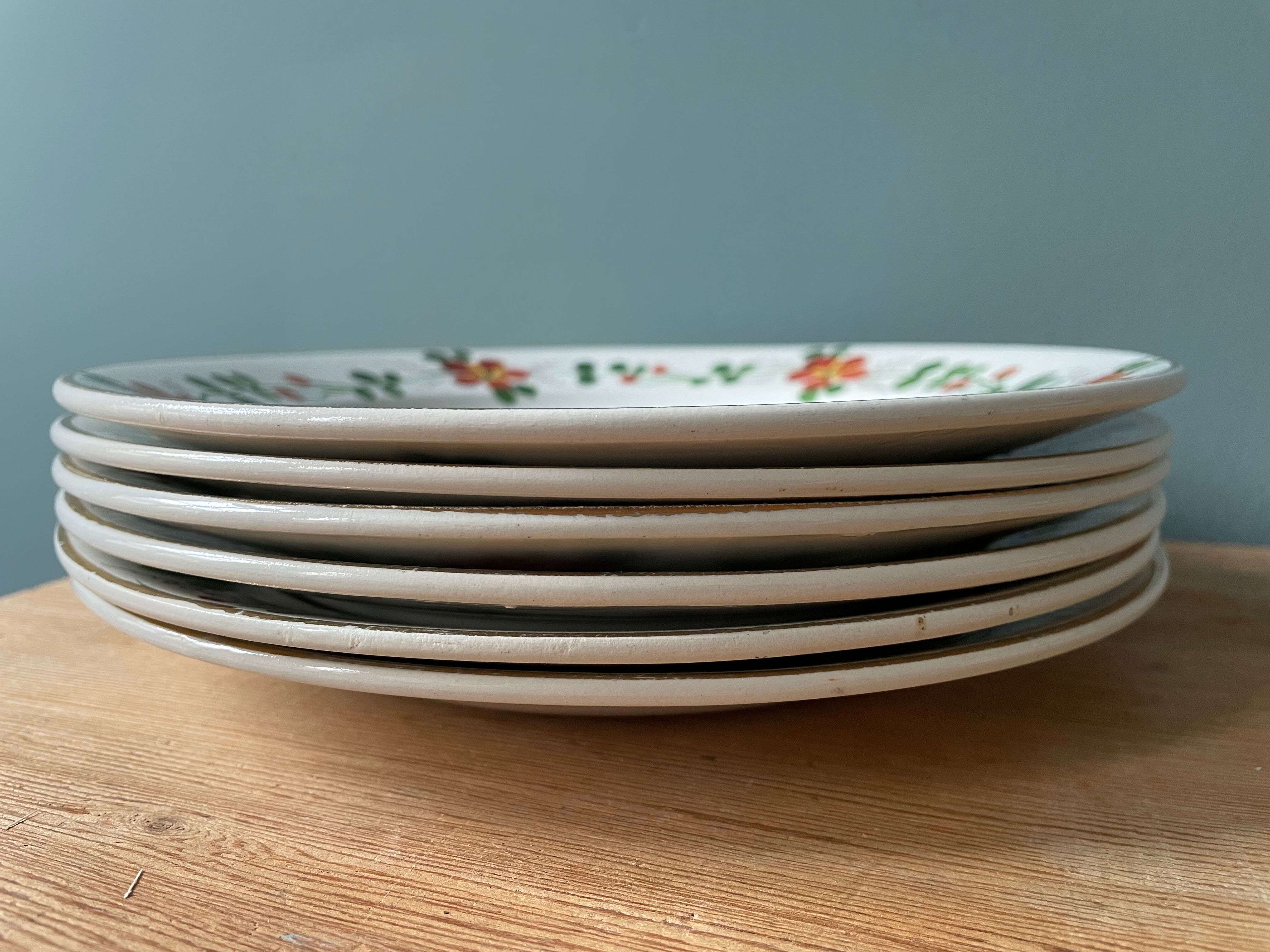 Set of 6 flat plates Terre de Fer Moulin des Loups & Hamage